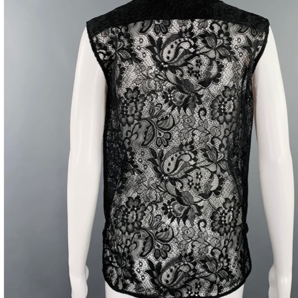BALENCIAGA Paris Black Lace Sleeveless Button Top Size IT40/M - Picture 9 of 9